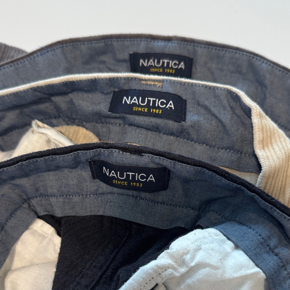 3 pairs of Nautica Men's Corduroy Pants - Black, Cream, and Brown - Picture 2 of 3